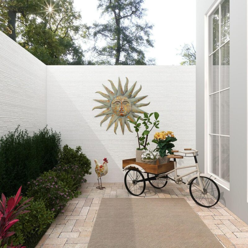 DecMode 48  x 24  x 24  White Metal Indoor Outdoor Bike Plantstand with Brown Wood Accents - Image 12