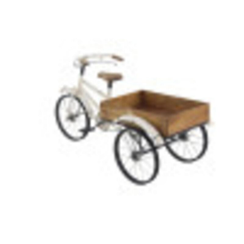DecMode 48  x 24  x 24  White Metal Indoor Outdoor Bike Plantstand with Brown Wood Accents - Image 7