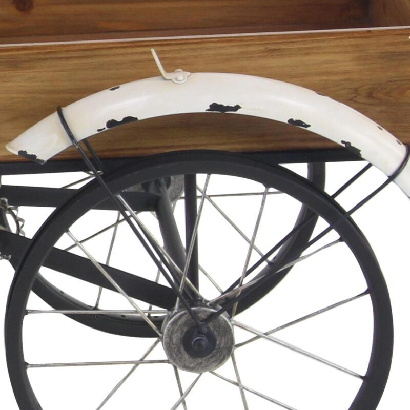 DecMode 48  x 24  x 24  White Metal Indoor Outdoor Bike Plantstand with Brown Wood Accents - Image 4