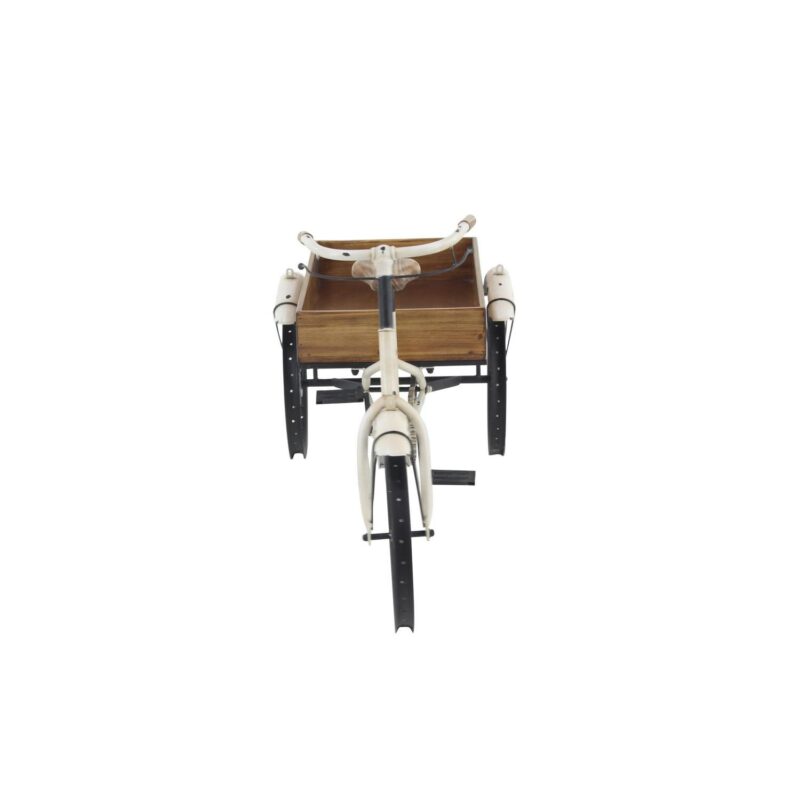DecMode 48  x 24  x 24  White Metal Indoor Outdoor Bike Plantstand with Brown Wood Accents - Image 5
