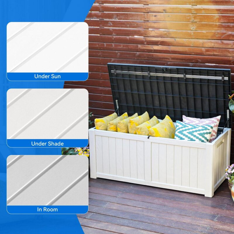 Dextrus 120 Gallon Waterproof Resin Patio Deck Box,Indoor Outdoor Large Lockable Storage Box, Black&White - Image 4