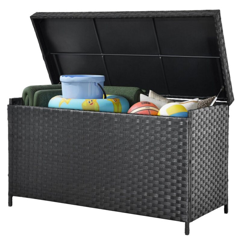 Dextrus 170 Gallon Weatherproof Deck Box Patio Garden Pool Storage Organizer Large Outdoor Container, Black - Image 2