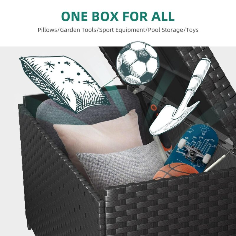 Dextrus 170 Gallons Outdoor Deck Box Patio Storage Bench Rattan Wicker Cabinet Container for Backyard, Garden, Patio - Image 2