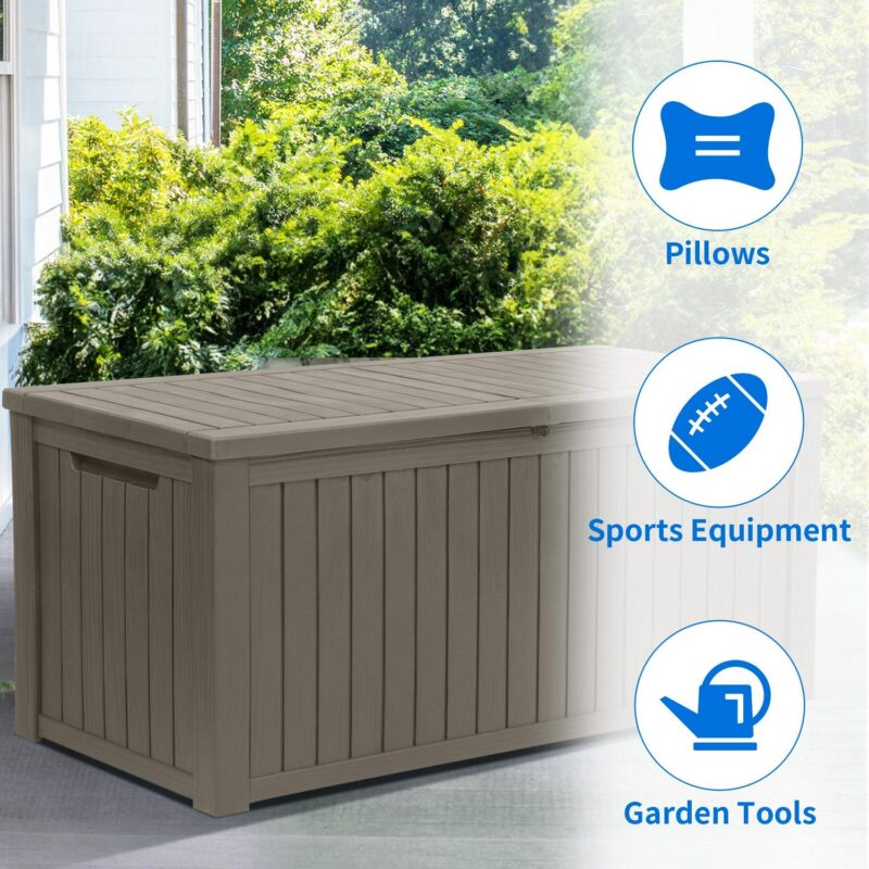 Dextrus 180 Gallon Resin Deck Box,Large Outdoor Storage box with Built-in Divide for Patio, Weatherproof and Lockable,Brown - Image 5