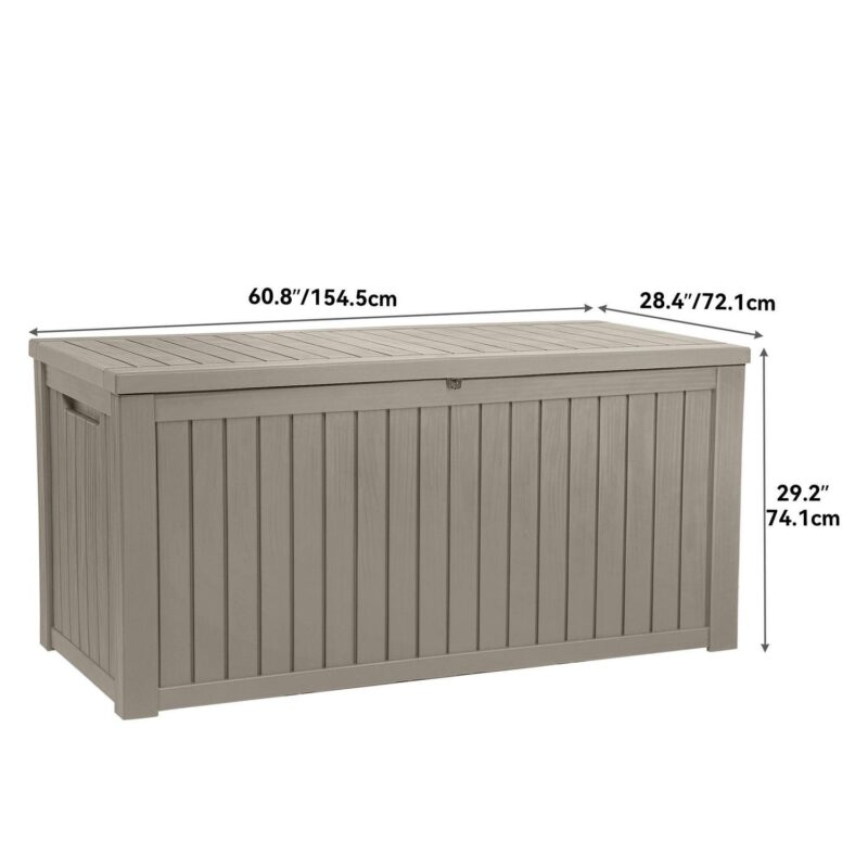Dextrus 180 Gallon Resin Deck Box,Large Outdoor Storage box with Built-in Divide for Patio, Weatherproof and Lockable,Brown - Image 3