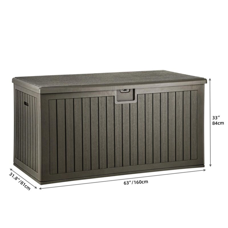 Dextrus 230 Gallon Outdoor Patio Deck Box, Large Double-Wall Resin Storage Box with Divider&Side Handles Backyard, Waterproof&Lockable, Light Brown - Image 2
