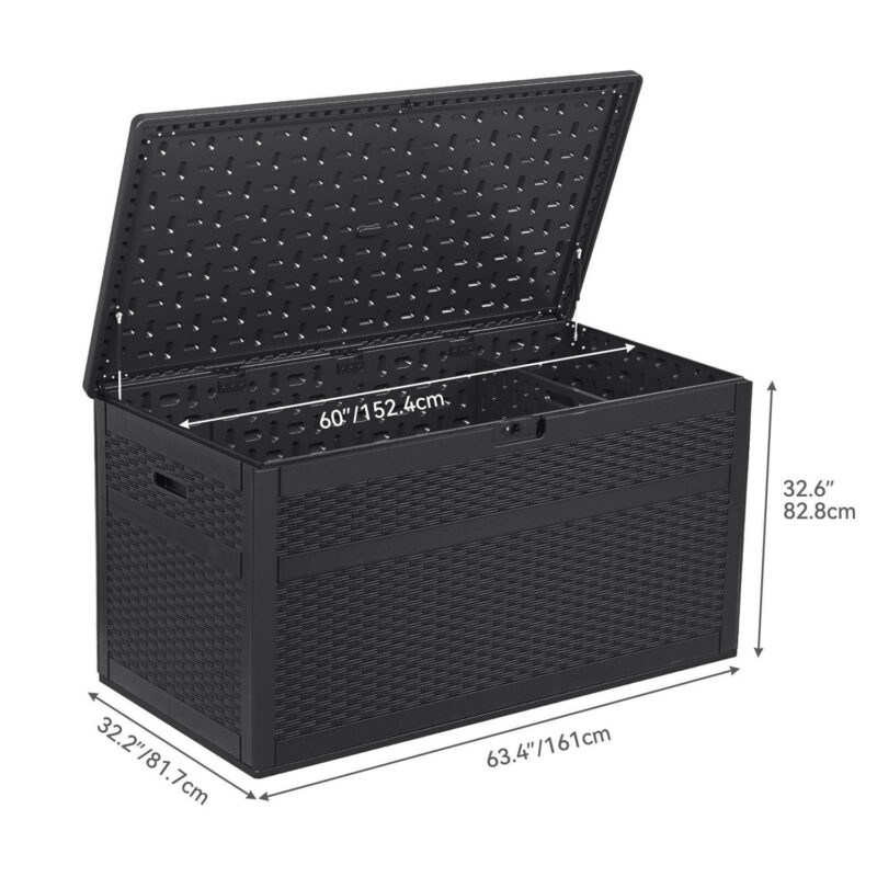 Dextrus 230 Gallon Resin Deck Box,Large Outdoor Storage box with Adjustable Partition for Patio Furniture, Garden Tools, Pool Supplies, Weatherproof and Lockable,Black - Image 4