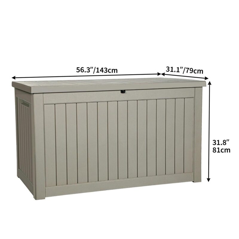Dextrus 230 Gallon Resin Deck Box,Large Outdoor Storage box for Patio Furniture, Garden Tools, Pool Supplies, Weatherproof and Lockable,Light Brown - Image 2