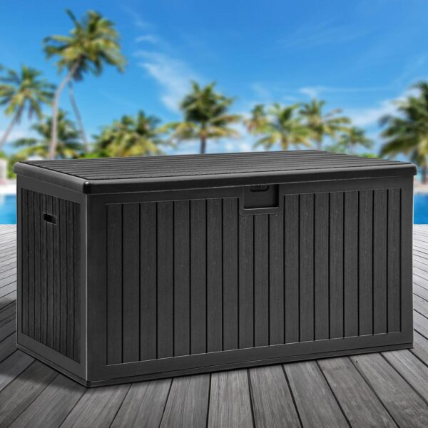 Dextrus 230 Gallon Resin Deck Box Large Outdoor Storage for Patio Furniture, Garden Tools, Pool Supplies, Weatherproof and UV Resistant, Black