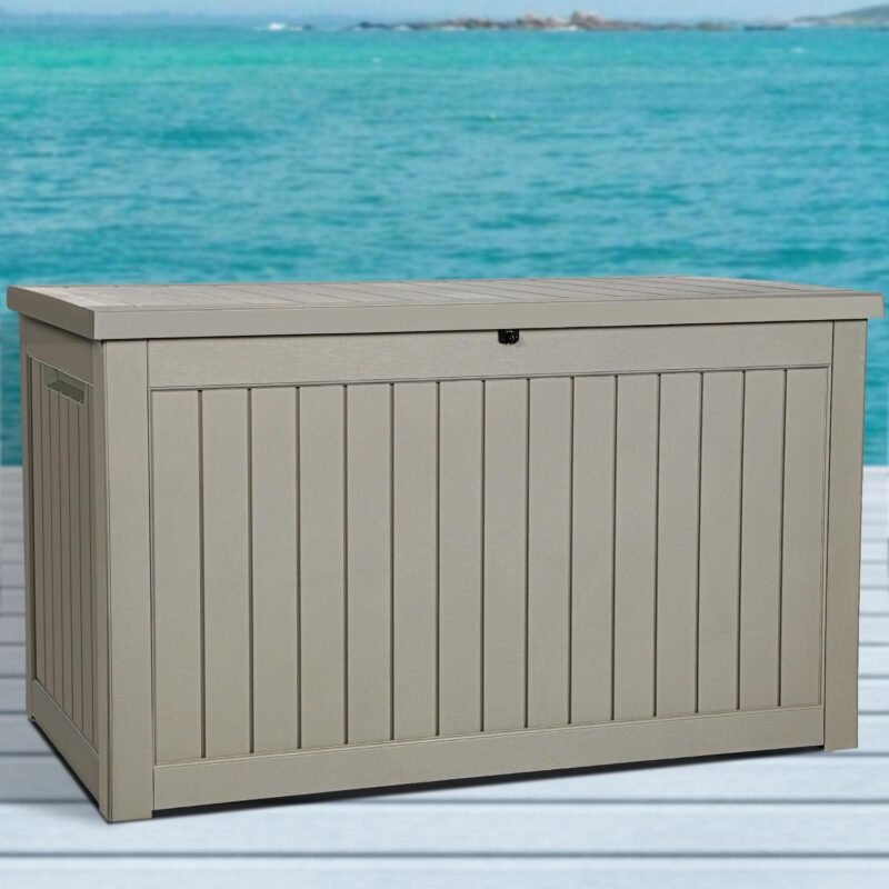 Dextrus 230 Gallon Resin Deck Box,Large Outdoor Storage box for Patio Furniture, Garden Tools, Pool Supplies, Weatherproof and Lockable,Light Brown - Image 6