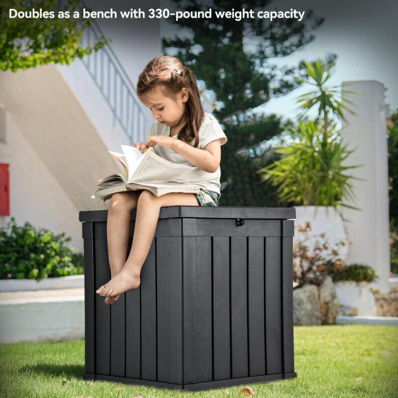 Dextrus 51 Gallon Deck Box ,Outdoor Storage Container for Patio Cushions, Garden Tools, Lockable Lid and Side Handles, Black - Image 5
