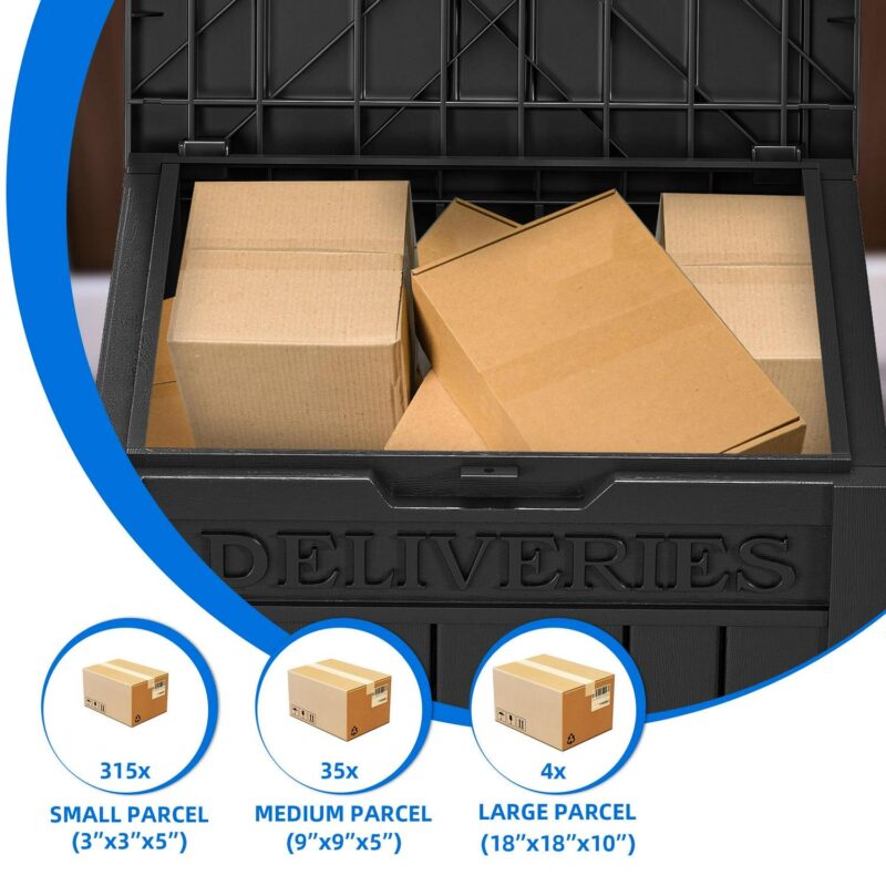 Dextrus 51 Gallon Outdoor Garden Resin Storage Deck Box with Lockable Secure Waterproof Black - Image 2