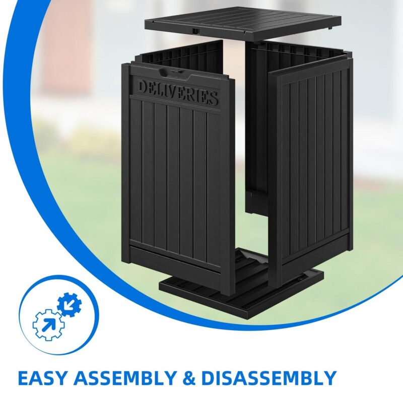 Dextrus 51 Gallon Outdoor Garden Resin Storage Deck Box with Lockable Secure Waterproof Black - Image 3