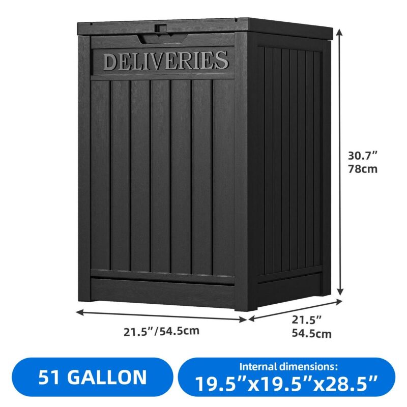 Dextrus 51 Gallon Outdoor Garden Resin Storage Deck Box with Lockable Secure Waterproof Black - Image 5