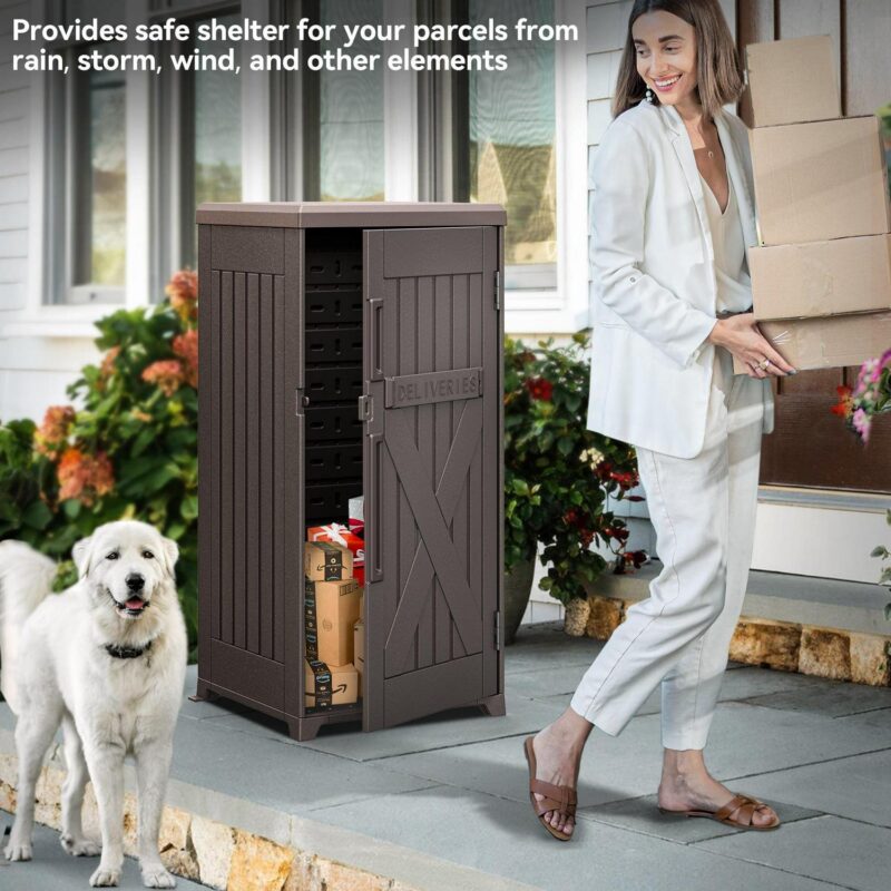 Dextrus 60 Gallon Large Package Delivery and Storage Box with Lockable Secure, Double-Wall Resin Outdoor Package Delivery and Waterproof Deck Box for Porch, Curbside, 8.5 Cubic feet, Brown - Image 2