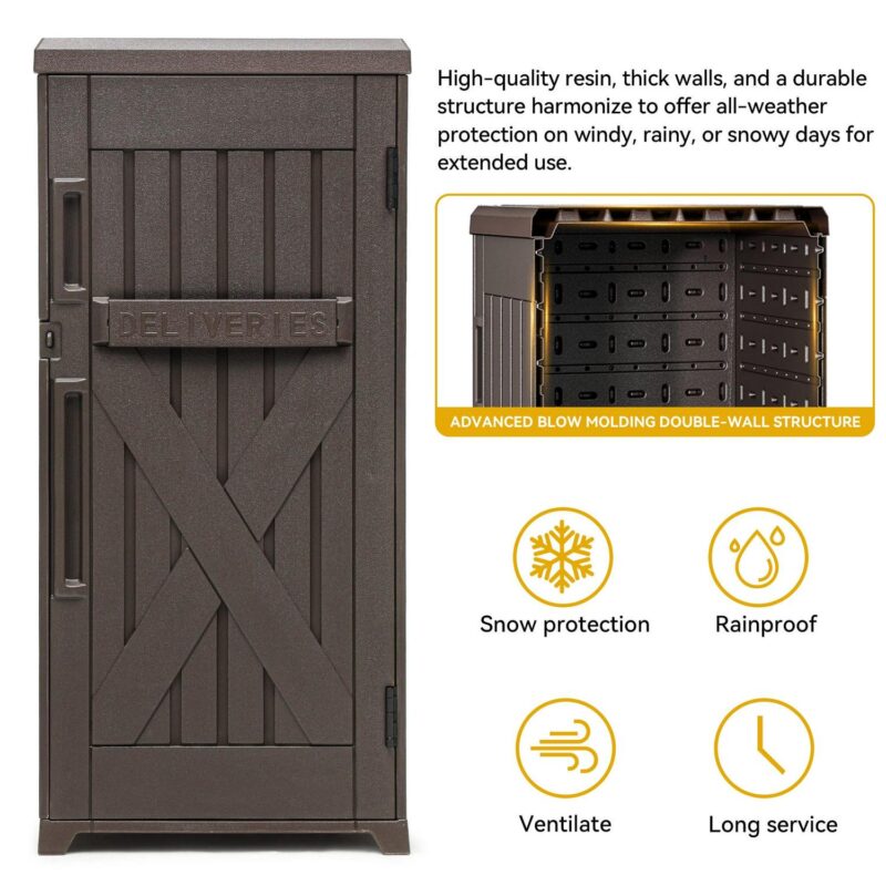 Dextrus 60 Gallon Large Package Delivery and Storage Box with Lockable Secure, Double-Wall Resin Outdoor Package Delivery and Waterproof Deck Box for Porch, Curbside, 8.5 Cubic feet, Brown - Image 4