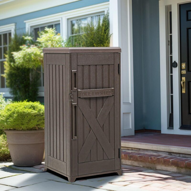 Dextrus 60 Gallon Large Package Delivery and Storage Box with Lockable Secure, Double-Wall Resin Outdoor Package Delivery and Waterproof Deck Box for Porch, Curbside, 8.5 Cubic feet, Brown - Image 7