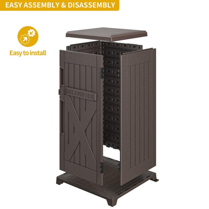 Dextrus 60 Gallon Large Package Delivery and Storage Box with Lockable Secure, Double-Wall Resin Outdoor Package Delivery and Waterproof Deck Box for Porch, Curbside, 8.5 Cubic feet, Brown - Image 3