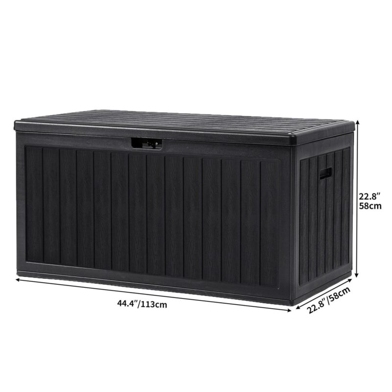 Dextrus 86 Gallon Large Deck Box, Double-Wall Resin Outdoor Storage Boxes, Deck Storage for Patio Furniture, Cushions, Pool Float, Garden Tools, Lockable and Waterproof (Black) - Image 3