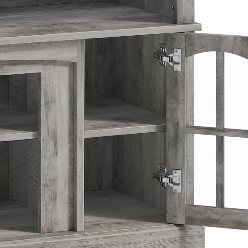 Dextrus Farmhouse LED TV Stand for TVs up to 65'', Wood TV Media Console Entertainment Center for Living Room, Rustic Gray - Image 6