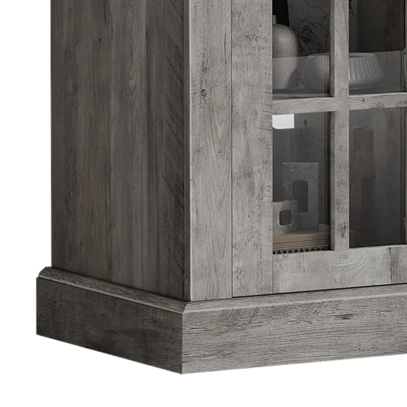 Dextrus Farmhouse LED TV Stand for TVs up to 65'', Wood TV Media Console Entertainment Center for Living Room, Rustic Gray - Image 7