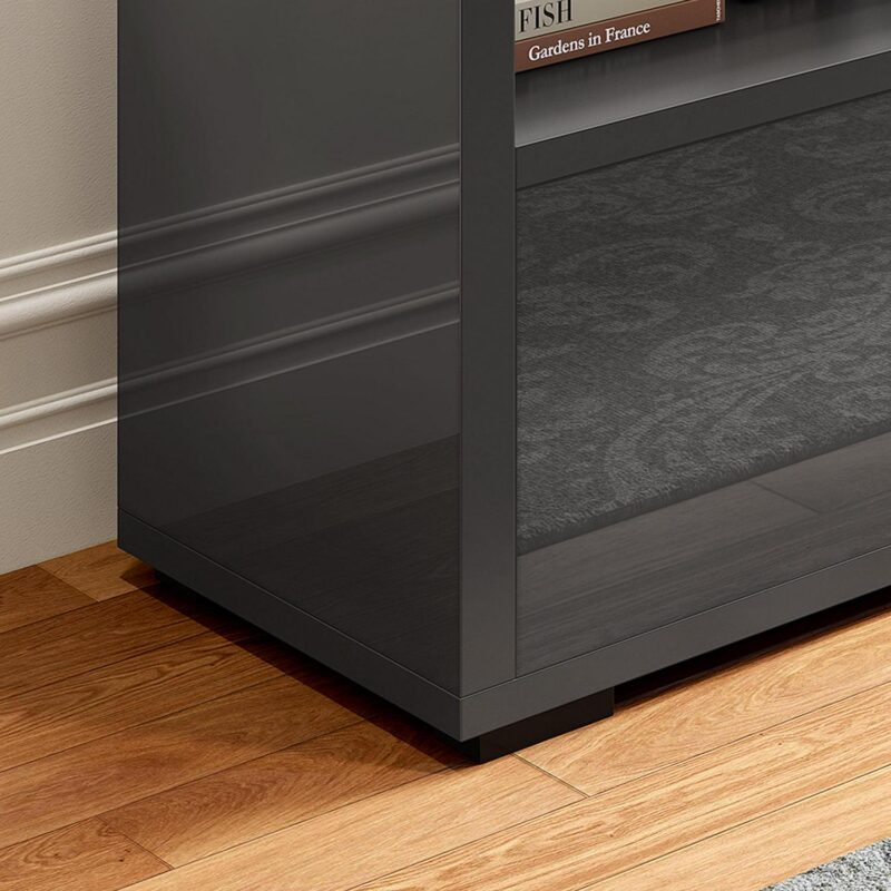 Dextrus High Gloss TV Stand with LED Ambient Lights, Modern TV Stand with Open Shelf Storage Cabinet for 55 inch TV, Black - Image 6