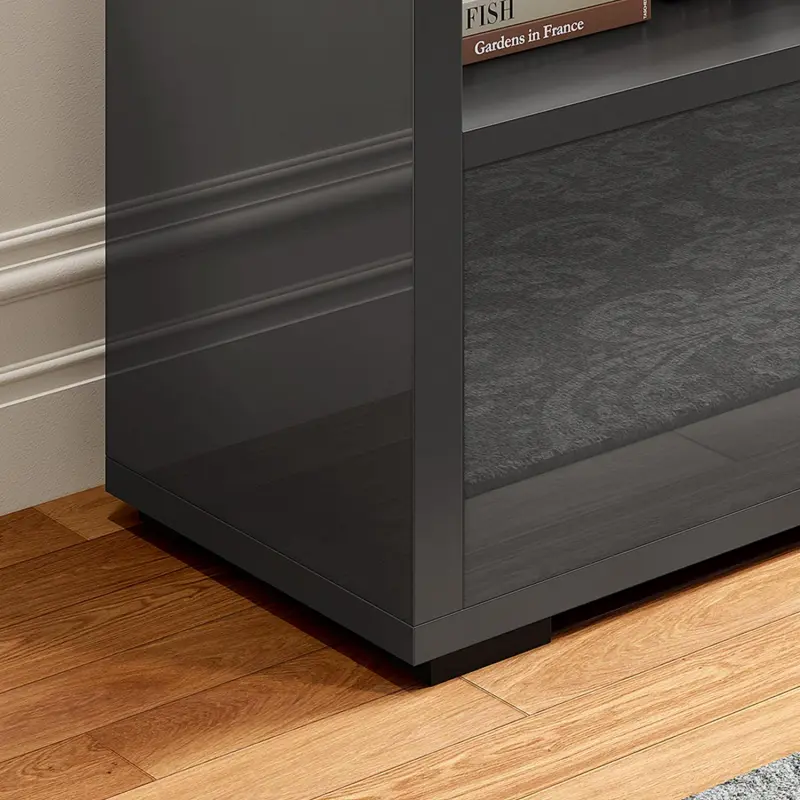 Dextrus High Gloss TV Stand with LED Ambient Lights, Modern TV Stand with Open Shelf Storage Cabinet for 55 inch TV, Black - Image 6