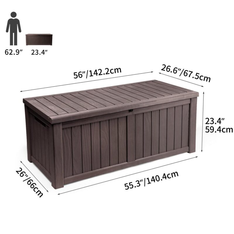 Dextrus Outdoor Storage Deck Box for Outdoor Pillows and Pool Supplies - Large Resin Patio Storage 120 Gallon Capacity, Lockable Lid, Waterproof (Brown) - Image 5