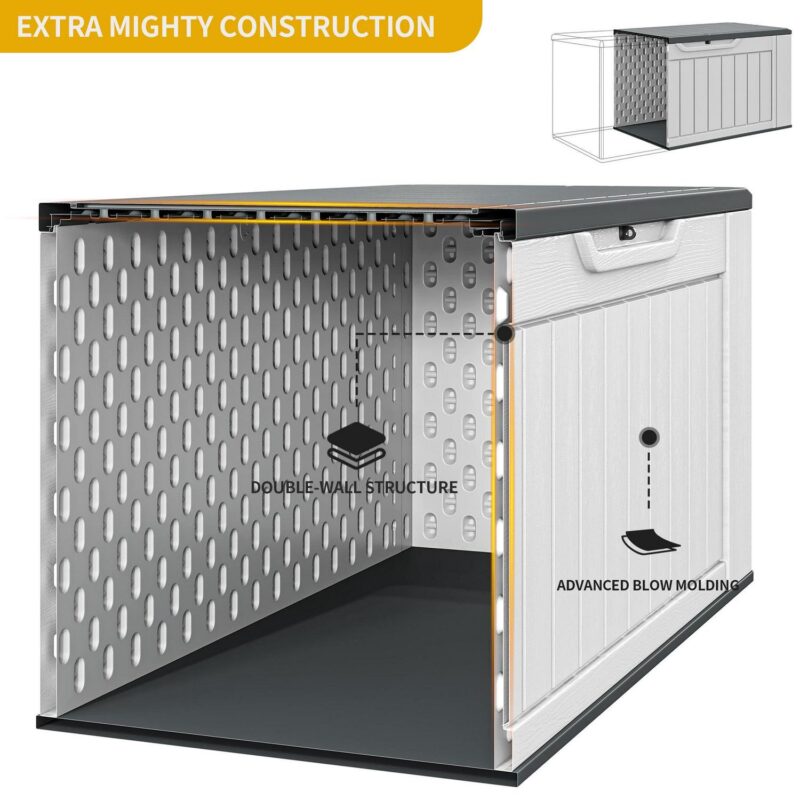 Dextrus XL 160 Gallon Large Deck Box, Waterproof Outdoor Storage Box for Patio Furniture Cushions, Garden Tools and Pool Supplies,Weather Resistant Resin, Lockable, Light Grey - Image 4