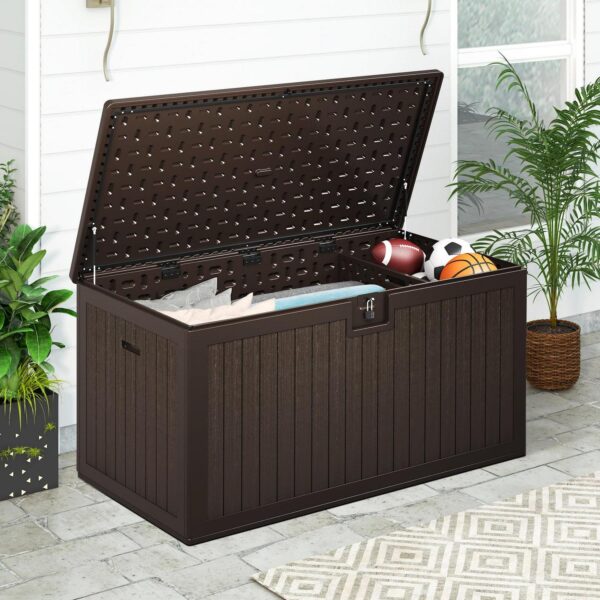 Dextrus XXL Outdoor Storage Deck Box - Spacious and Secure 230 Gallon Large Deck Box,Outdoor Storage for Patio Furniture Cushions, Brown