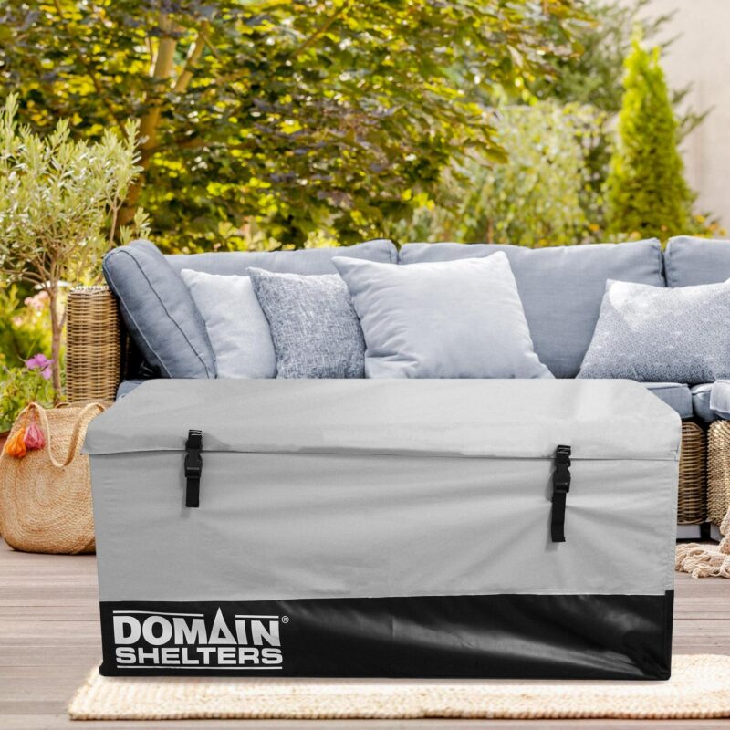 Domain Shelters 117 Gallon Outdoor Patio Storage Deck Box, Gray/Black - Image 5