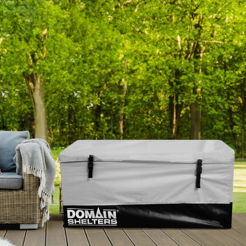 Domain Shelters 117 Gallon Outdoor Patio Storage Deck Box, Gray/Black - Image 4