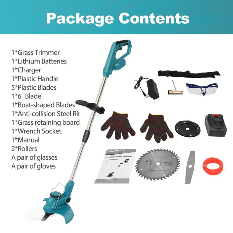Electric Cordless String Trimmer, Baokaler Rechargeable Weed Trimmer, 8 inch 3-in-1 Grass Trimmer with Adjustable Pole, Green - Image 6