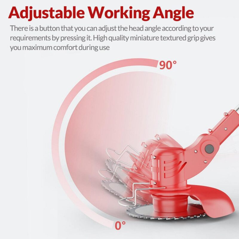 Electric Weed Lawn Edger Eater Cordless Grass Trimmer Cutter, Lawn Mower Weed, 24V Cordless Edger, Red(1 Battery and 1 Charger Included) - Image 9
