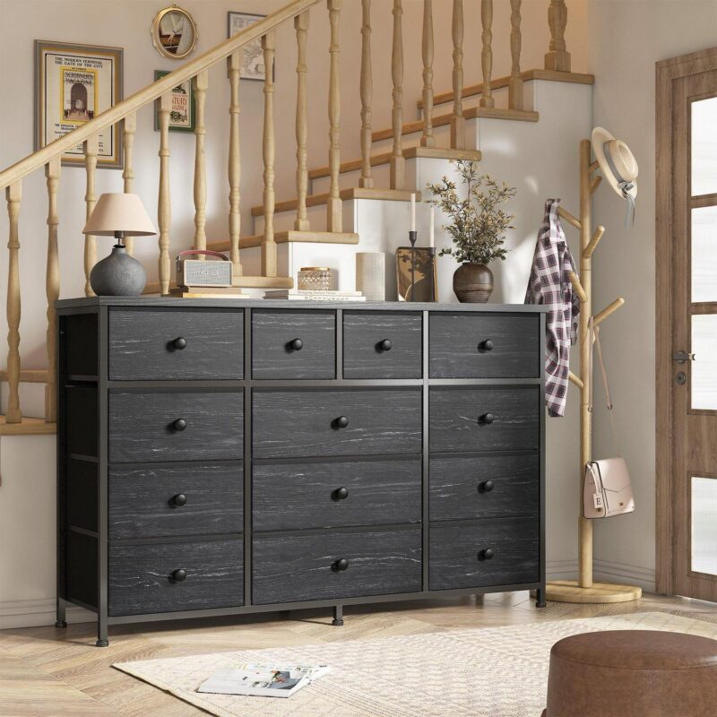EnHomee Black Dresser TV Stand with 13 Drawers Fabric Dressers for Bedroom,Living Room - Image 2