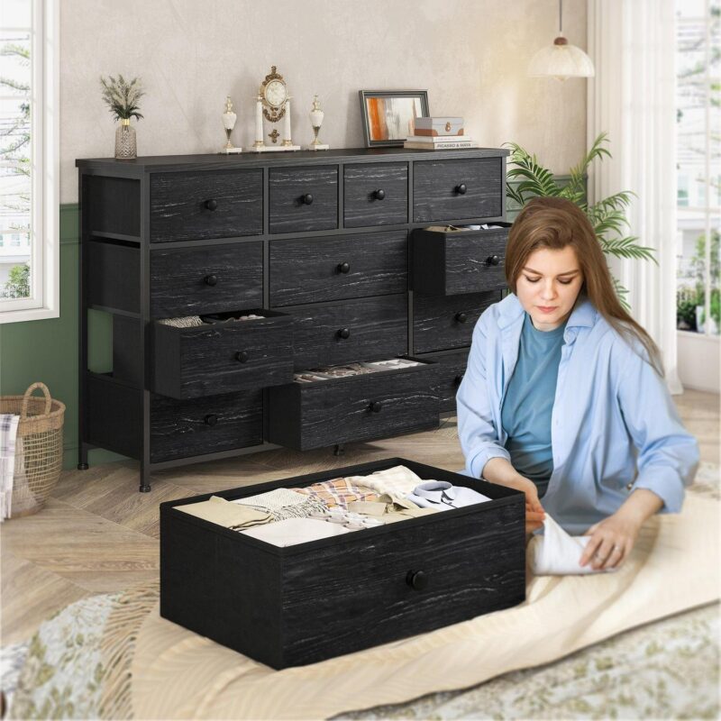 EnHomee Black Dresser TV Stand with 13 Drawers Fabric Dressers for Bedroom,Living Room - Image 7