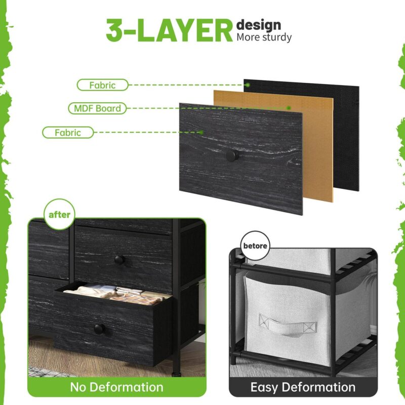 EnHomee Black Dresser TV Stand with 13 Drawers Fabric Dressers for Bedroom,Living Room - Image 5