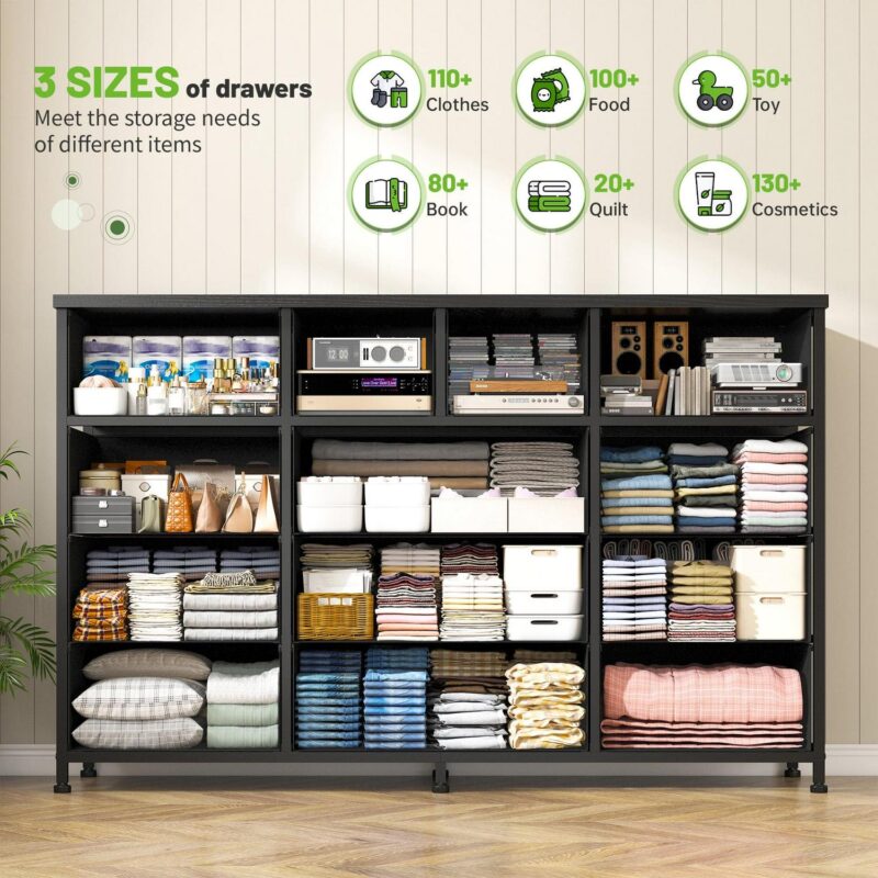 EnHomee Black Dresser TV Stand with 13 Drawers Fabric Dressers for Bedroom,Living Room - Image 4