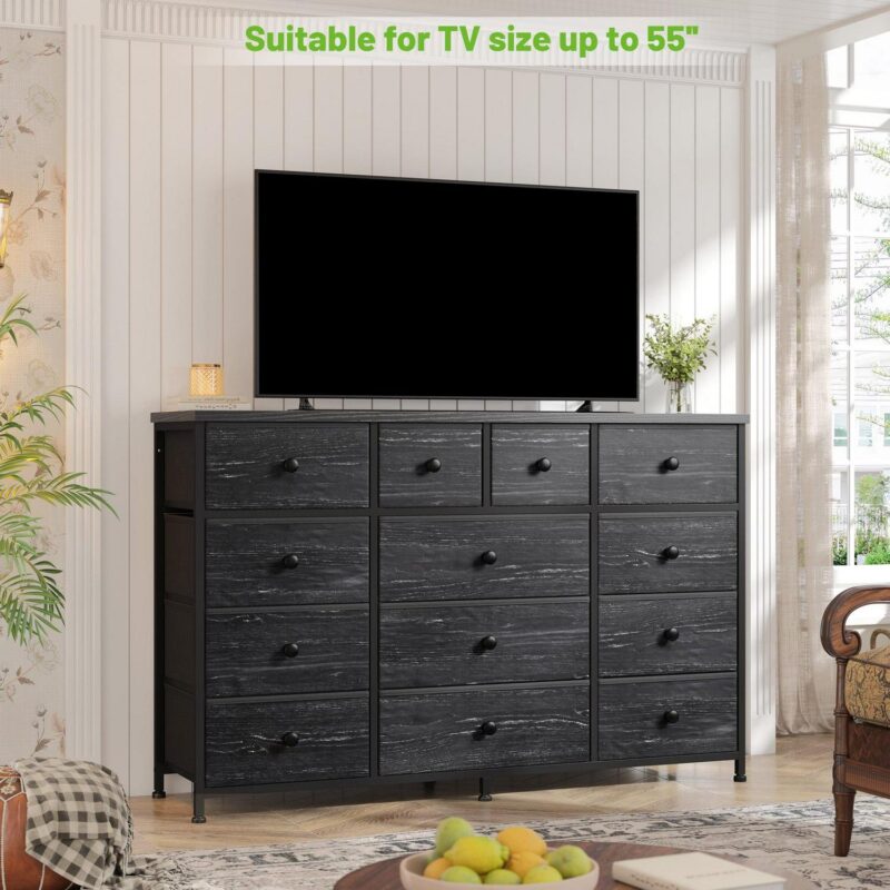 EnHomee Black Dresser TV Stand with 13 Drawers Fabric Dressers for Bedroom,Living Room - Image 6