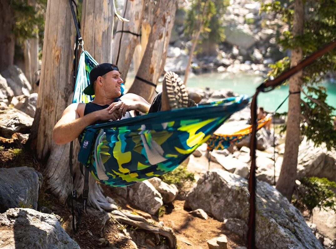 Eno DoubleNest Print Hammock, Tropic/Merlot - Image 9