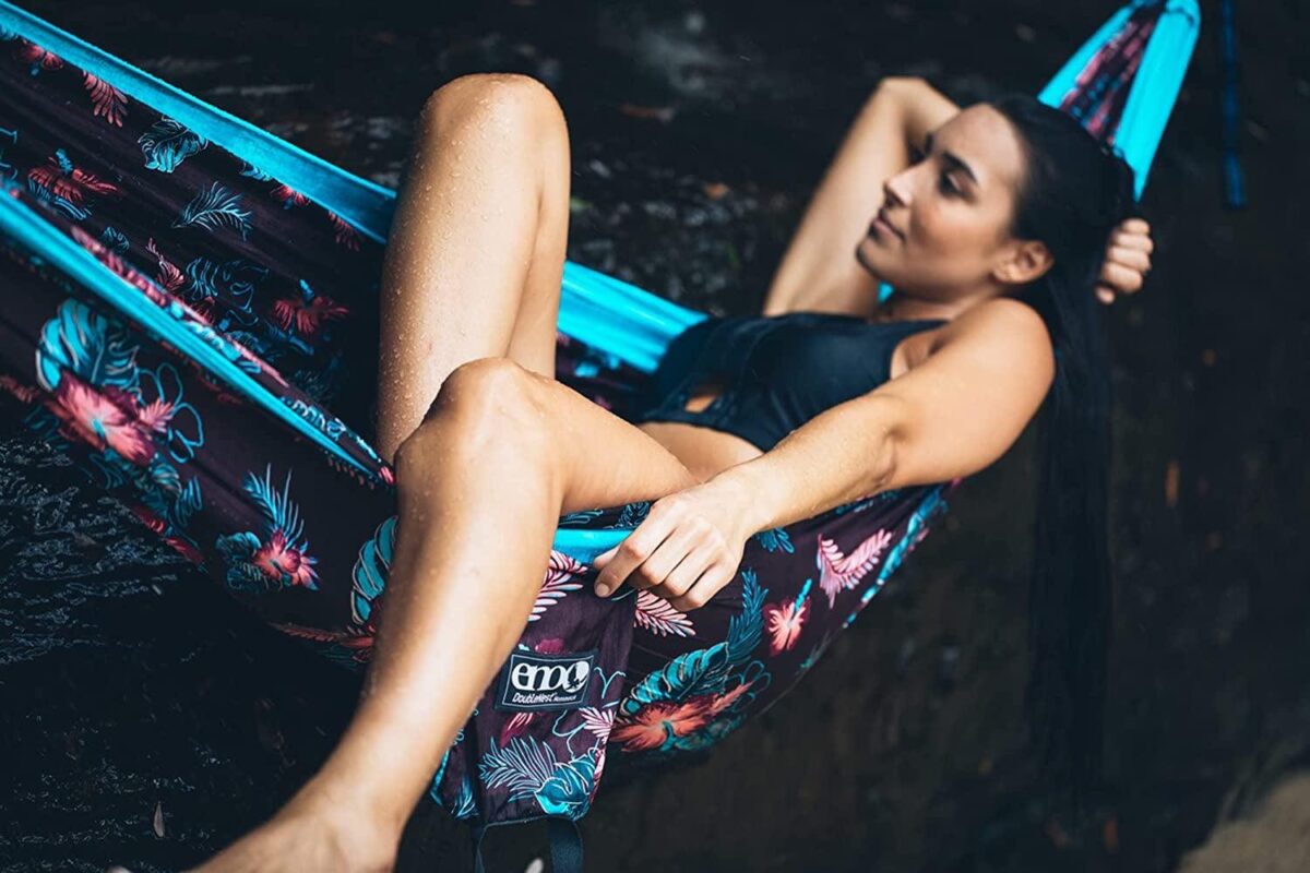 Eno DoubleNest Print Hammock, Tropic/Merlot - Image 7