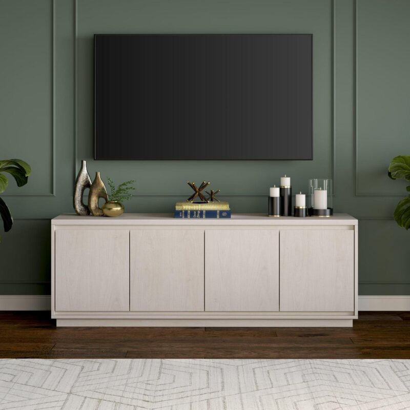 Evelyn&Zoe Presque Rectangular TV Stand for TV's up to 75 , Alder White