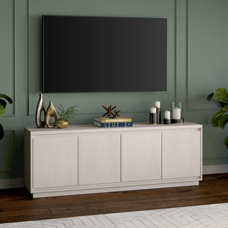 Evelyn&Zoe Presque Rectangular TV Stand for TV's up to 75 , Alder White - Image 4