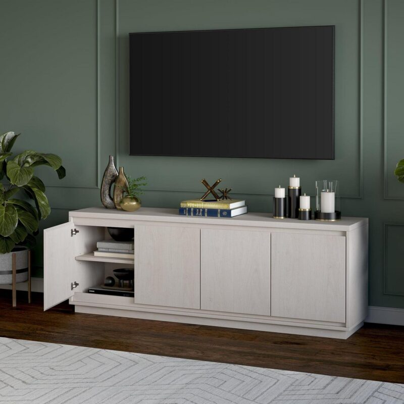 Evelyn&Zoe Presque Rectangular TV Stand for TV's up to 75 , Alder White - Image 7