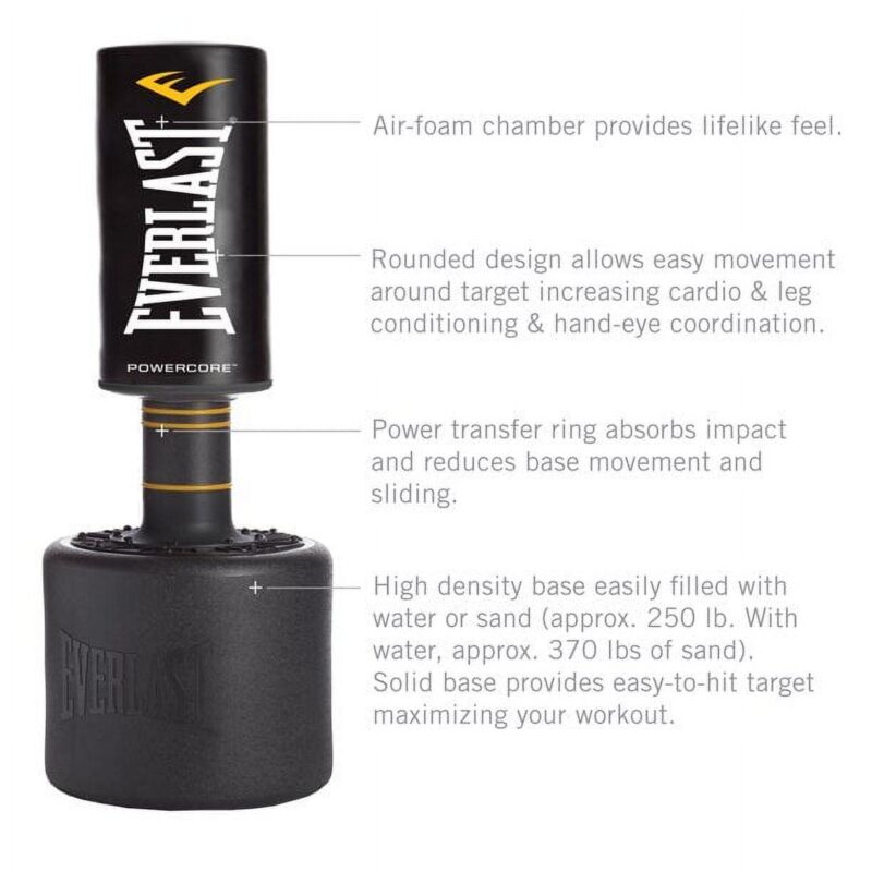 Everlast Powercore Free Standing Indoor Rounded Heavy Duty Fitness Training Bag - Image 5