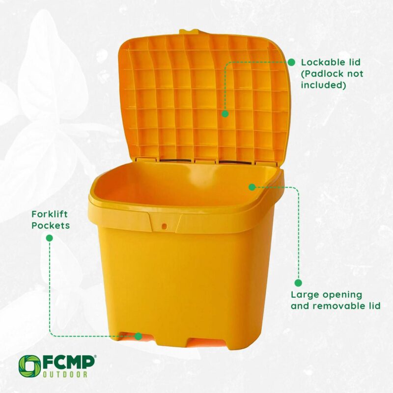 FCMP Outdoor 31 Gal Salt, Sand Storage Box Deck Container for Patio, Yellow - Image 3