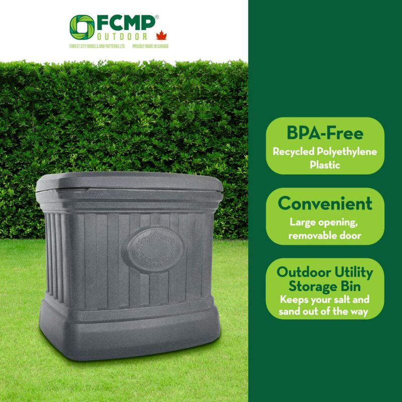 FCMP Outdoor SB120-GRY-S 26 Gallon Outdoor Utility Storage Bin Container, Gray - Image 3