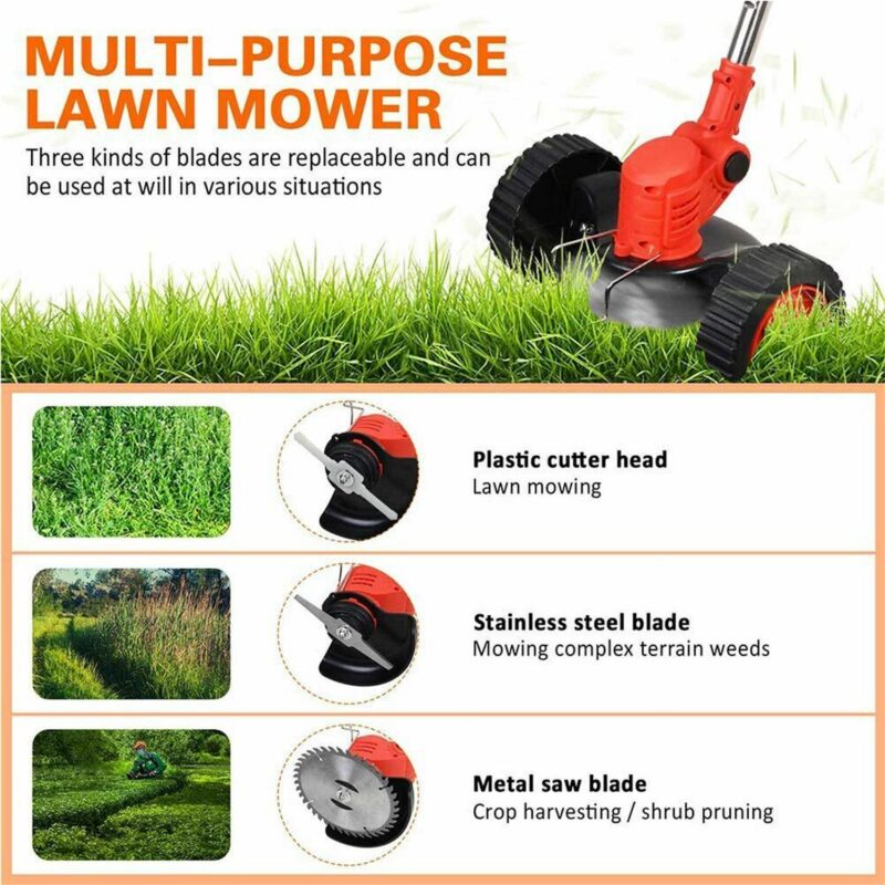 FOCUSSEXY Electric Cordless Weed , 3-in-1 Grass Trimmer Brush Cutter, Lightweight Lawn Mower Edger Tool Rechargeable Battery Powered for Garden Yard - Image 6
