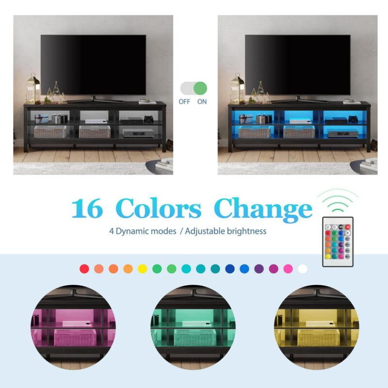 Farmhouse TV Stand for 75 inch TV Wood Television Stand for 65 70 inch TV,Entertainment Center with 6 Storage Cabinets for Living Room, Black - Image 3