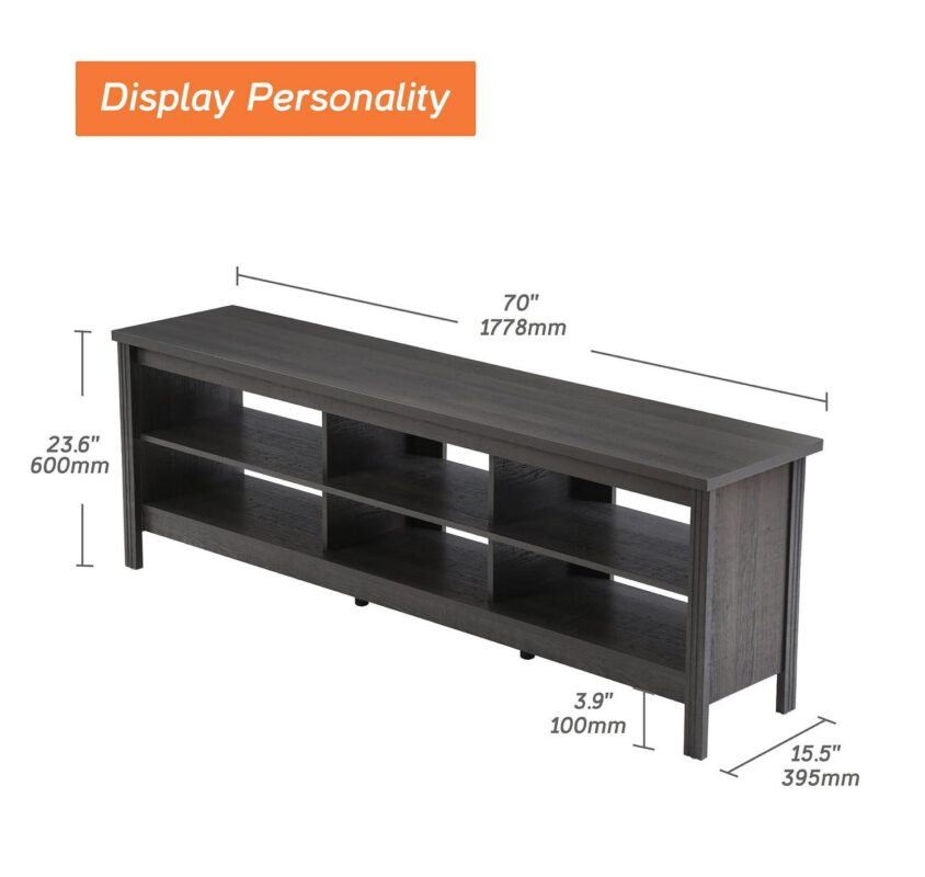 Farmhouse TV Stand for 75 inch TV Wood Television Stand for 65 70 inch TV,Entertainment Center with 6 Storage Cabinets for Living Room, Black - Image 5